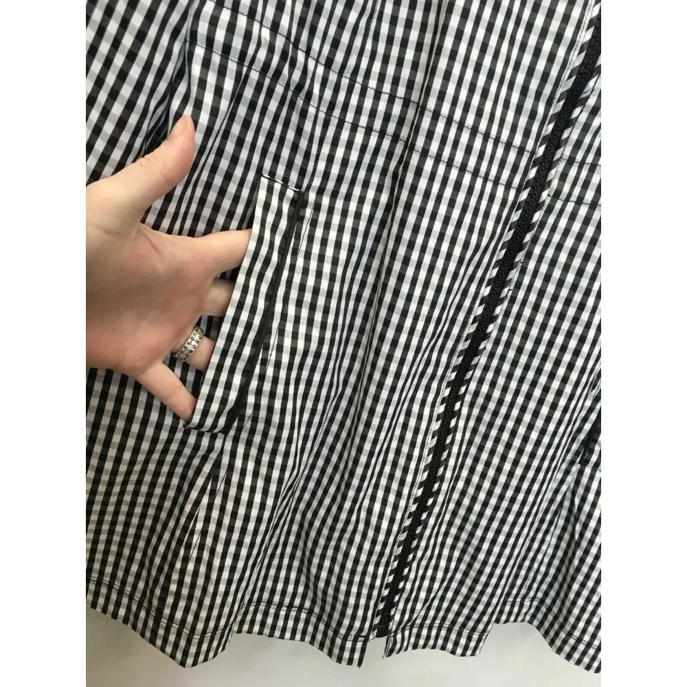 Dennis Basso Water Resistant Gingham Anorak Jacket Embellished Black White - Picture 7 of 11